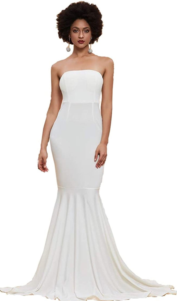 White wedding bridal strapless dress ...
